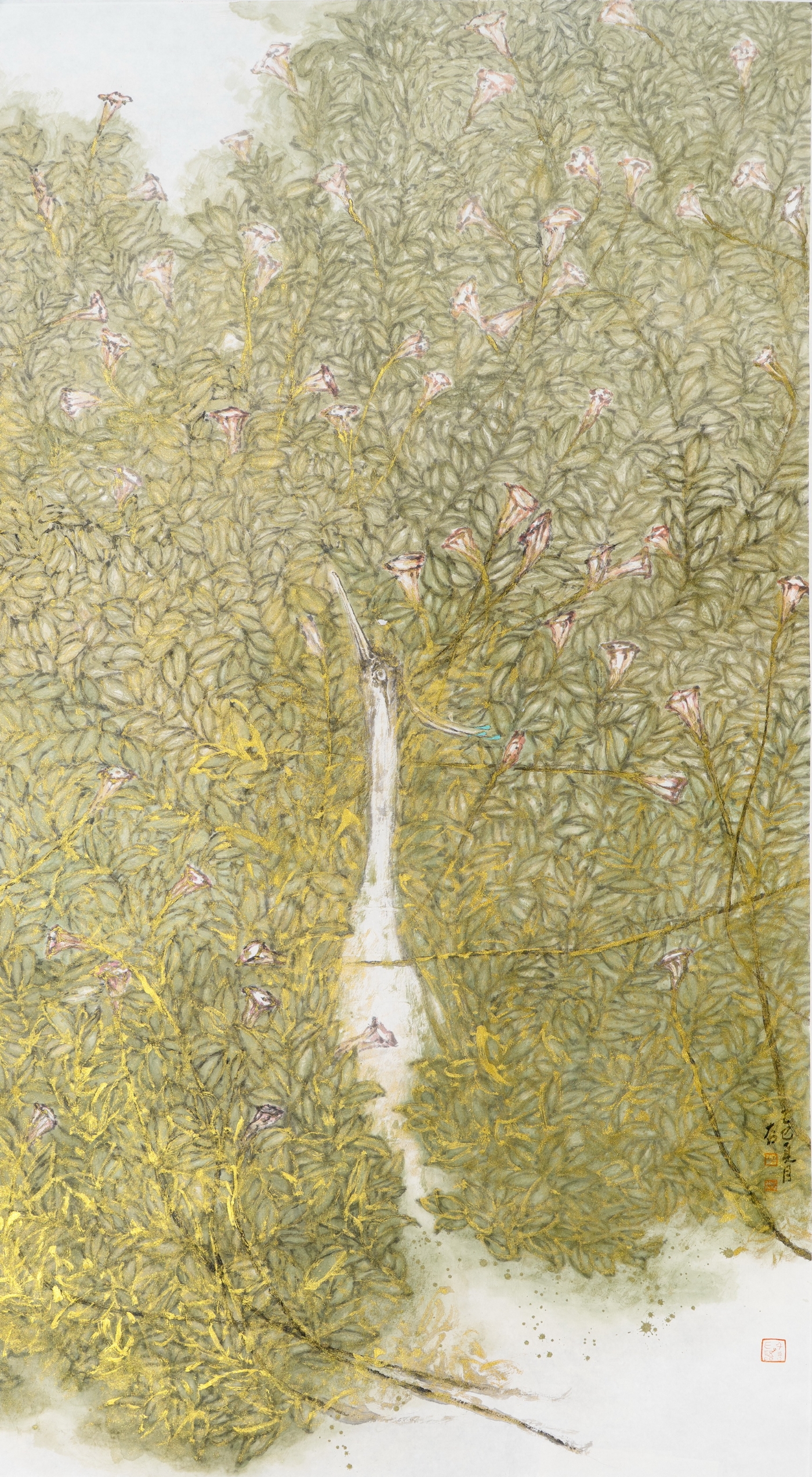 李勝利《江花伴羽·生態華章》180cmx96cm 李勝利《江花伴羽·生態華章》180cmx96cm