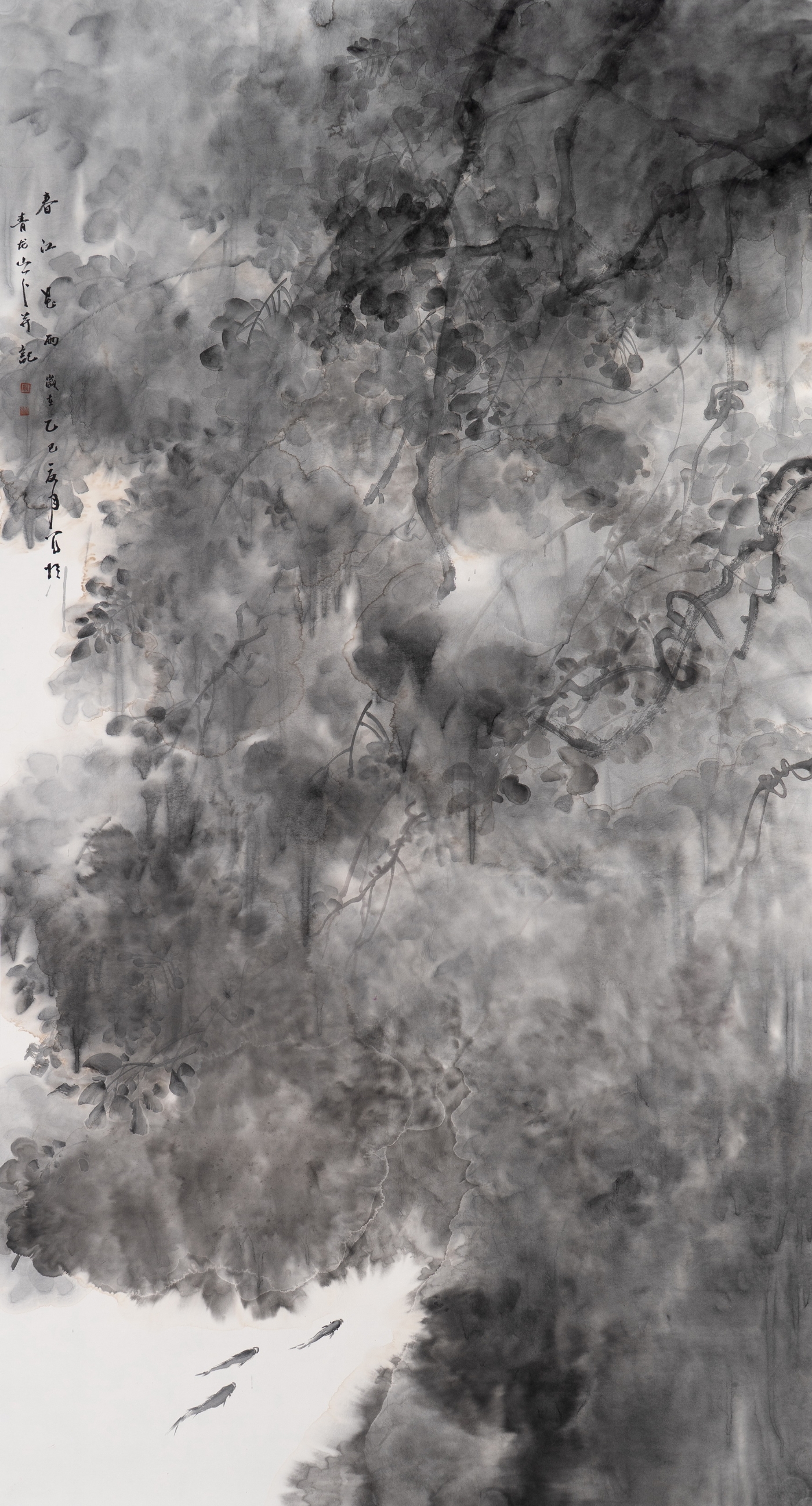 嚴運利《春江花雨》180cmx96cm 嚴運利《春江花雨》180cmx96cm